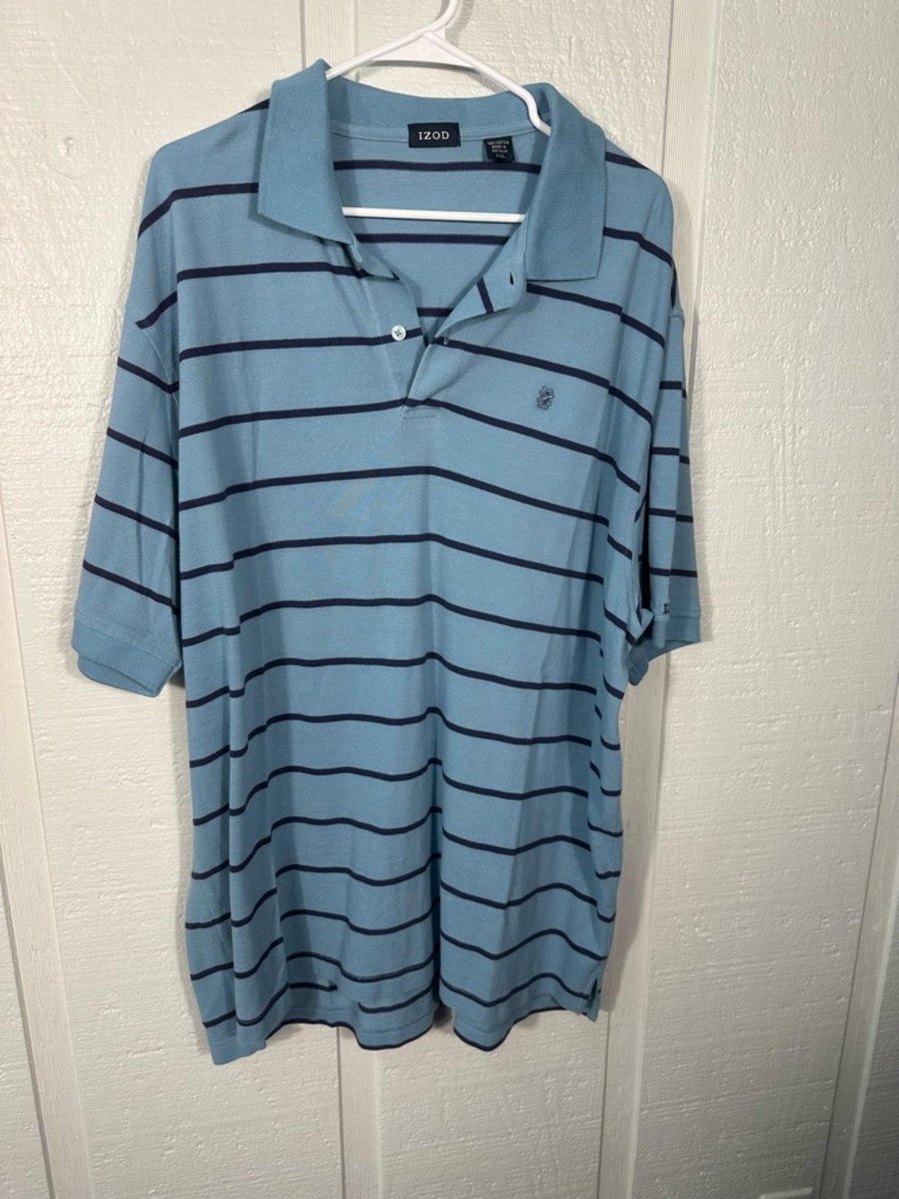 Izod Blue Striped Short Sleeve Polo Size XXL EUC